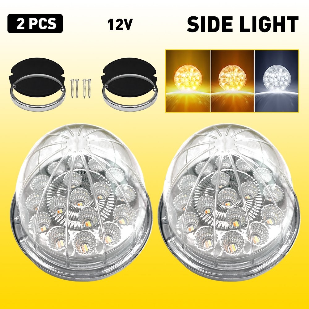 2pcs LED Watermelon Lights Indicator Turn Signal Side Marker Lamp Amber White EH
