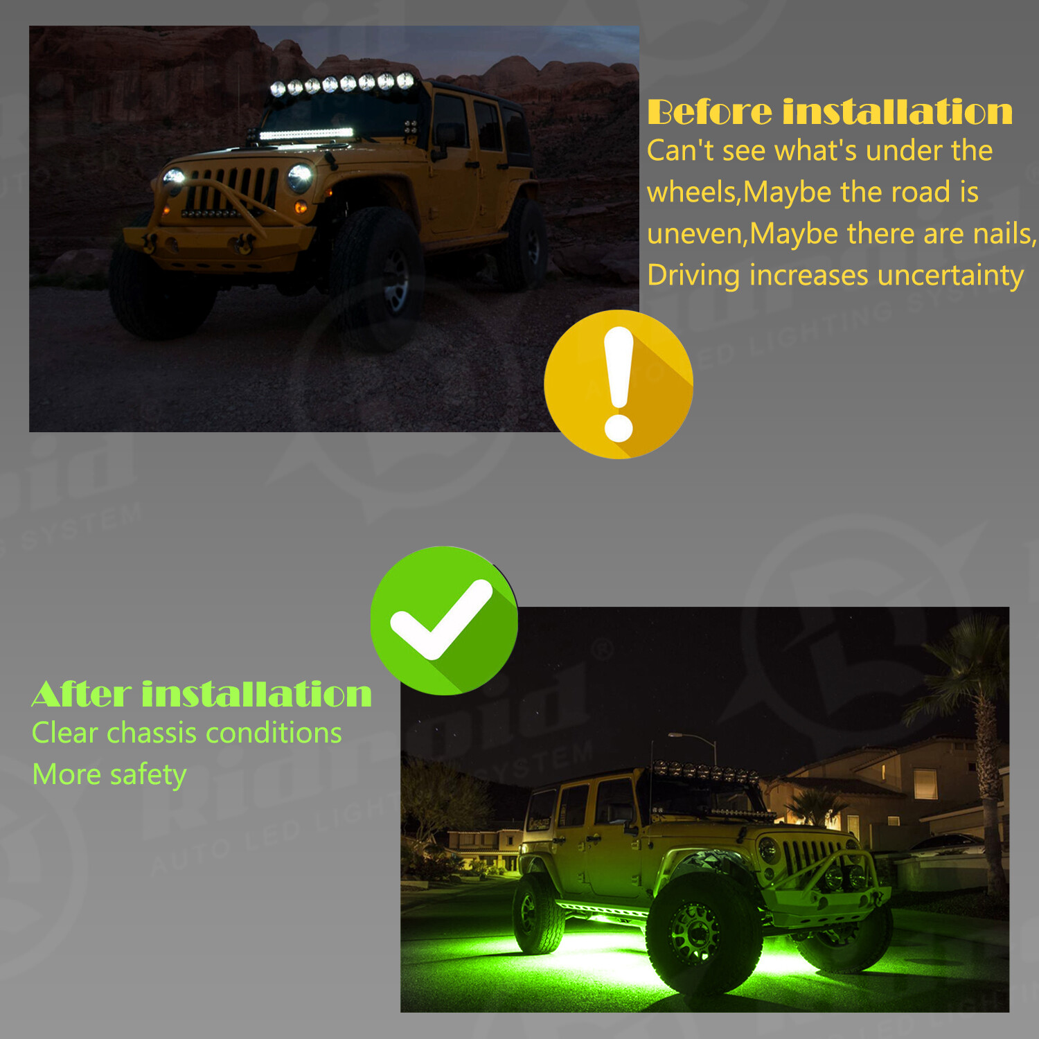 4X Green LED Rock Lights Underbody Glow Pods for Harley Honda Yamaha Motorcycle