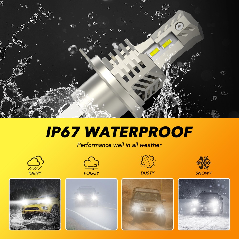 Pair H4 9003 LED Fog Light Bulbs White 6000K Headlamp Daytime Runninng Lamp Kit
