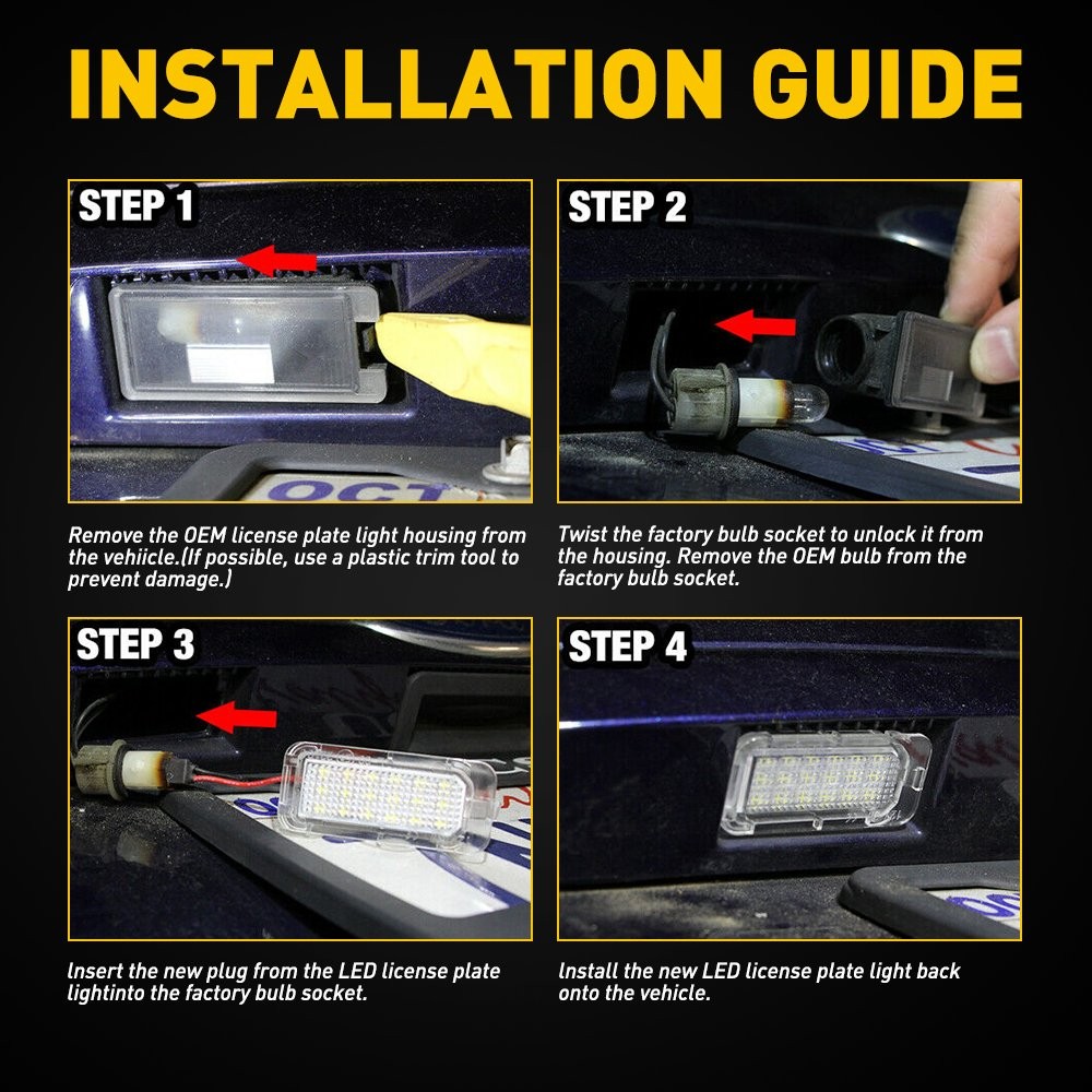 For Explorer Ford Fusion Escape White Expedition LED 18-SMD Plate License Lights