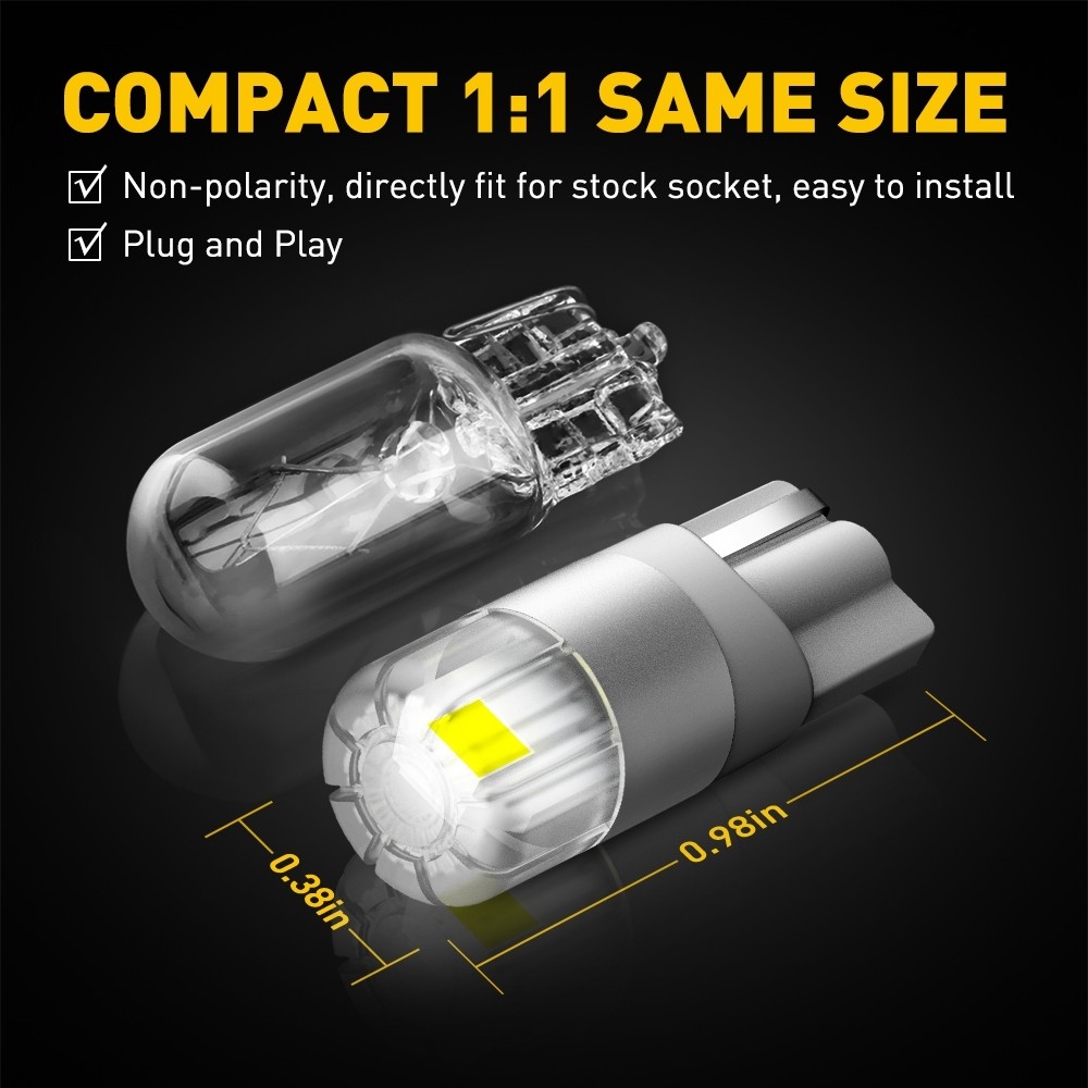 2-20x T10/194/W5W LED Bulb 6000K White Super Bright Canbus Plug&Play High Power