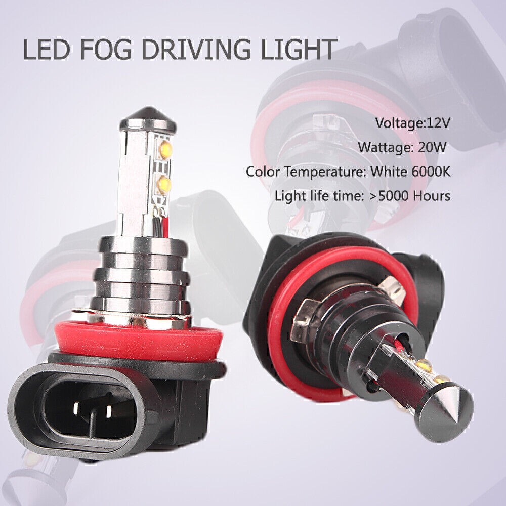 2x 20W H11 Car LED Front Fog Light Headlight White 6000k Daytime Running Light