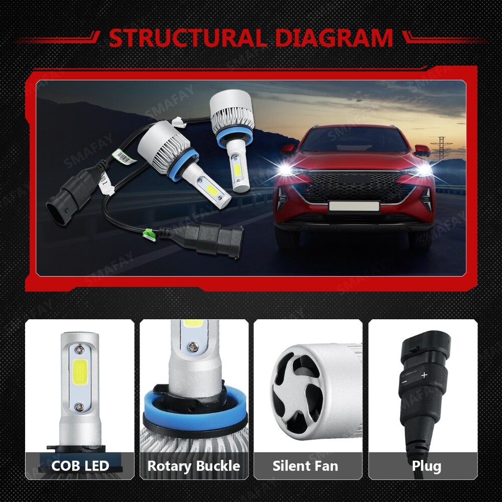 9005 9006 H11 LED Headlight Bulb 6500K for Silverado 1500 2500 3500 HD 1999-2024