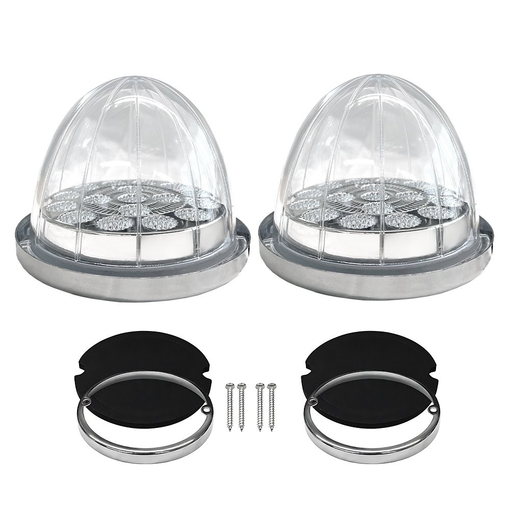2-20x Amber&White LED Watermelon Truck Trailer Side Marker Light Dual Revolution