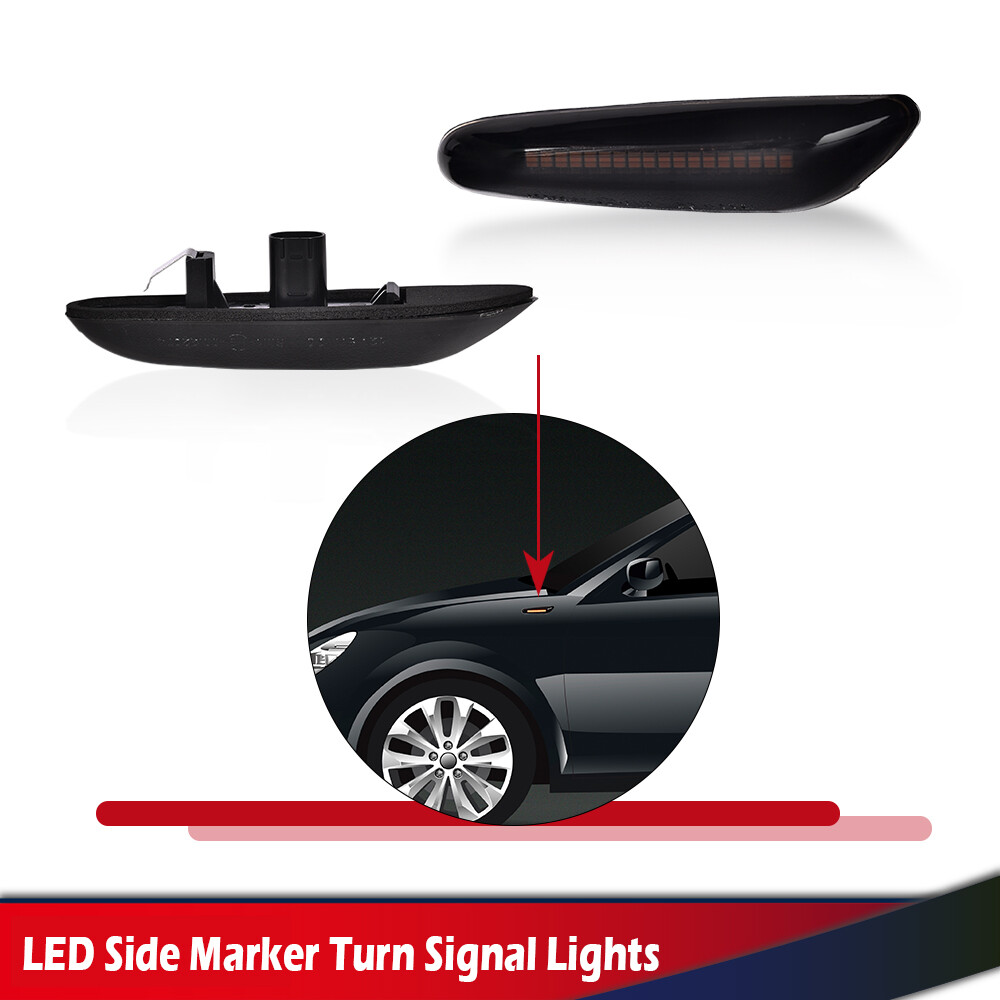 Fit For BMW 325i 328i Sequential Turn Signal Lamp Smoked LED Side Marker Light