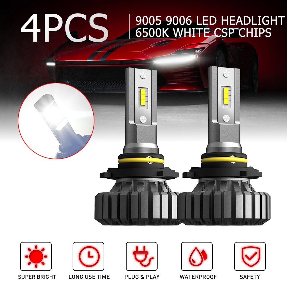 CANBUS 4PCS 9005 9006 LED High Low Beam Headlight Headlamps 40000LM Super Bright