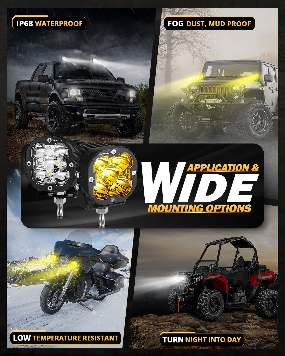 8Pcs AUXBEAM 3″ LED Driving Pods Work Light Bar Spot Fog Offroad Ditch Lights