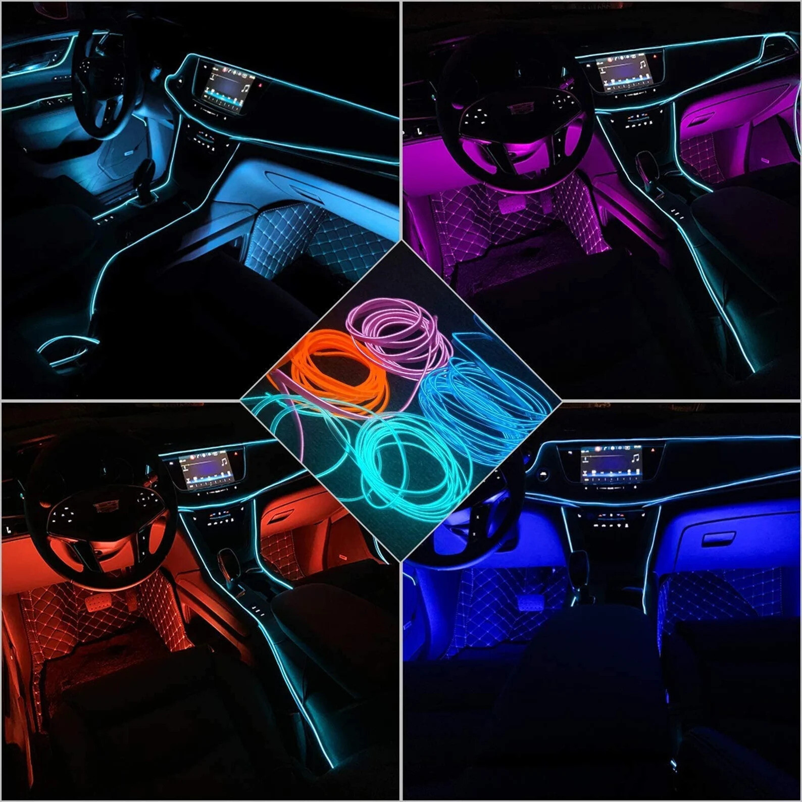 9.8FT Auto Car Interior Atmosphere Wire Strip Light LED Decor Lamp Accessories