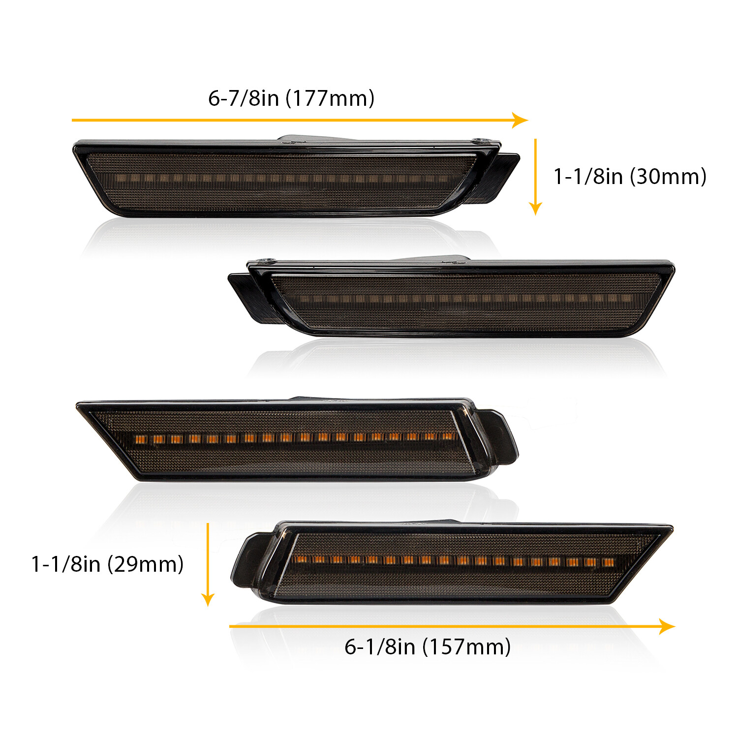 FOR 10-15 CHEVY CAMARO FRONT+REAR LED BUMPER SIDE MARKER LIGHT LAMPS 4PCS SMOKED