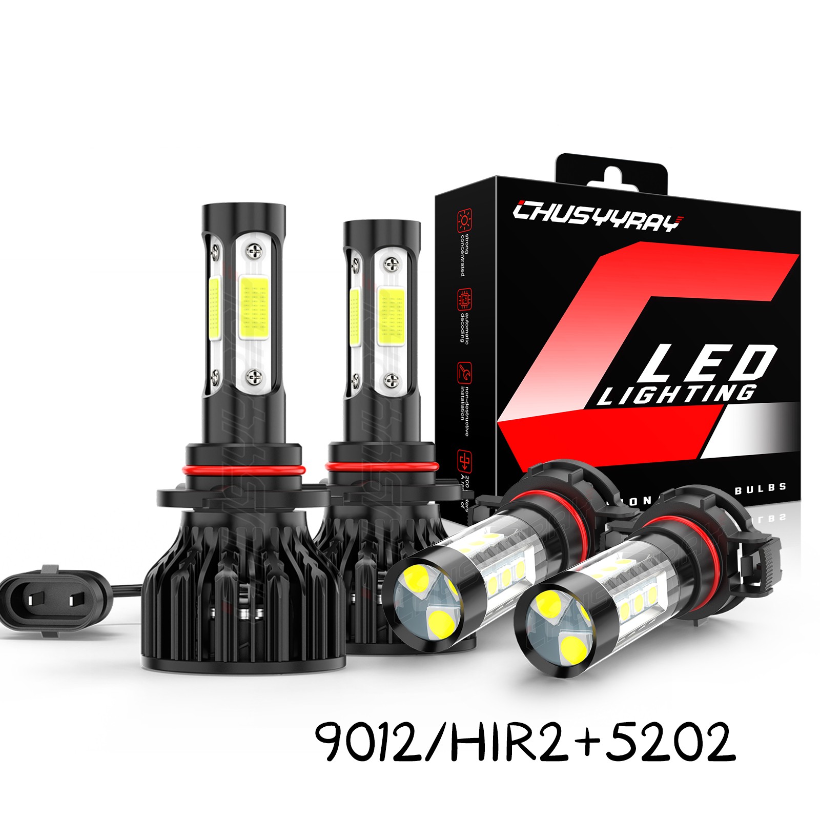 For GMC Sierra 1500 2500 2014 2015 LED Headlight + Fog Light Bulbs A++