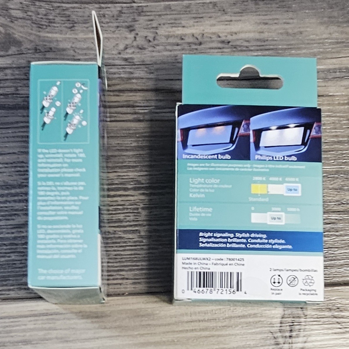 2 Packs Of Philips Ultinon LED Light 168WLED 6500K White Bulbs 168 T10 (4 Bulbs)