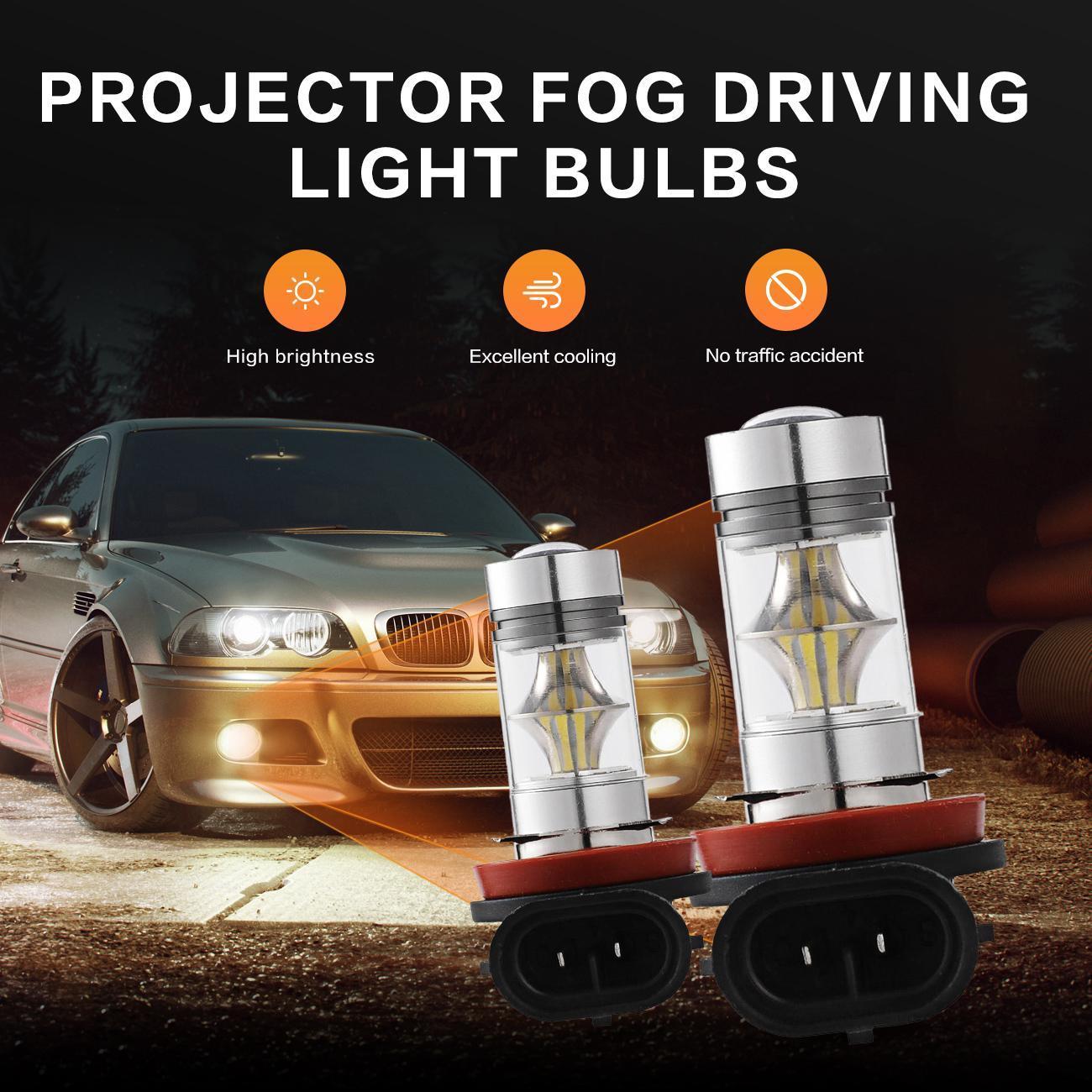 Ironwalls H11 H8 H9 LED Fog Light Bulbs Car Driving Lamp DRL 6000K White 4000LM