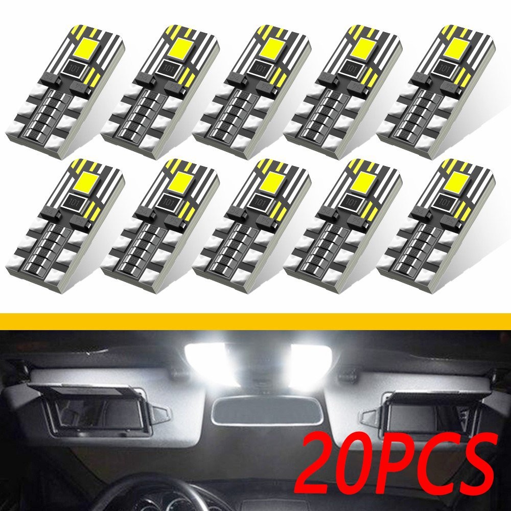 6500K White 200LM T10 194 168 2825 W5W 2LED License Plate Inside Map Trunk Light