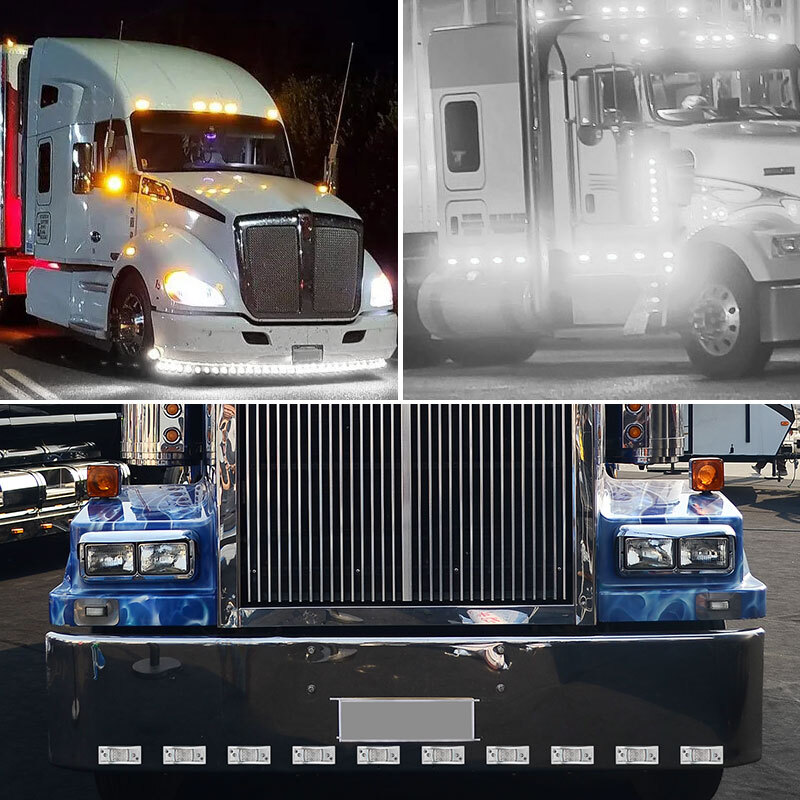 Amber/Red/White 12 LED Sealed Chrome Side Marker Truck Trailer Clearance Lights