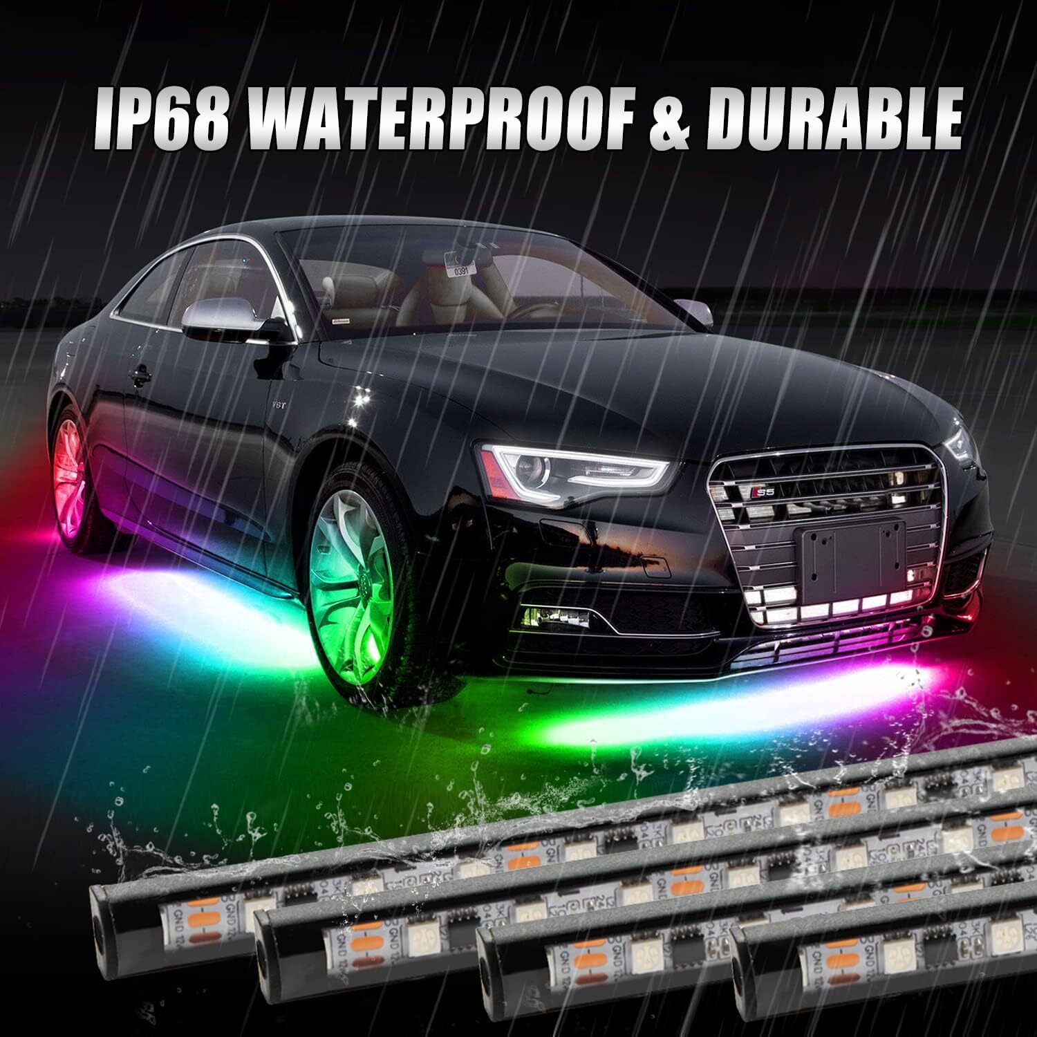 6 PCS RGB LED Underglow Lights LED Lighting Kit Neon Accent Strips For GMC Yukon