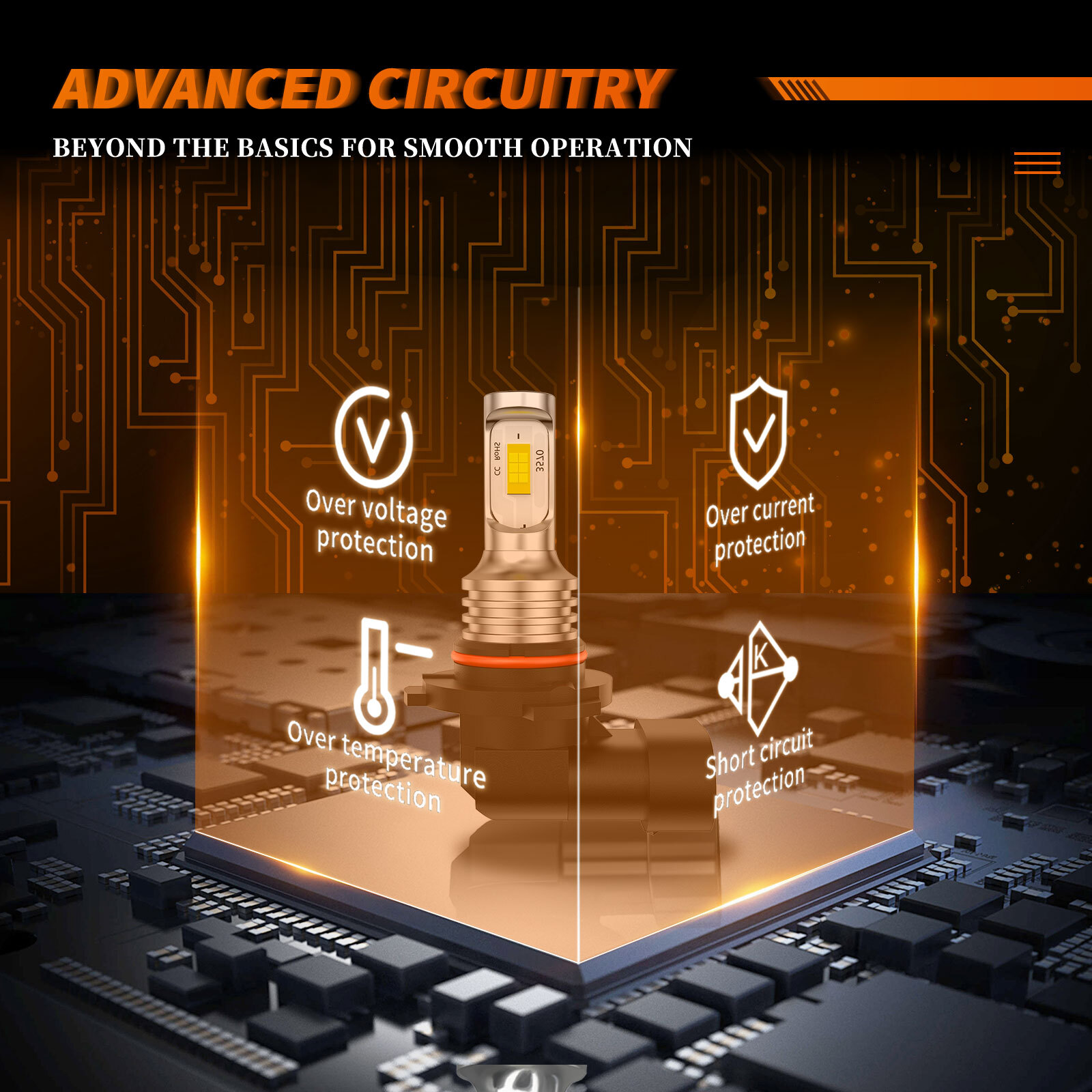 9006 HB4 LED Headlight Bulb Kit Low Beam 60000LM Super Bright 6000K White 2Pcs