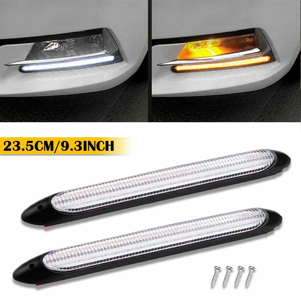 2x Sequential LED DRL Daytime Running Light Flowing Turn Signal Headlight Strip