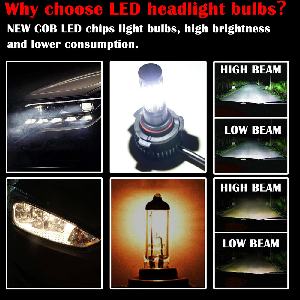 4-Side 9005 9006 Combo LED Headlight Kit High Low Beam Bulb 6000K 4800W 720000LM