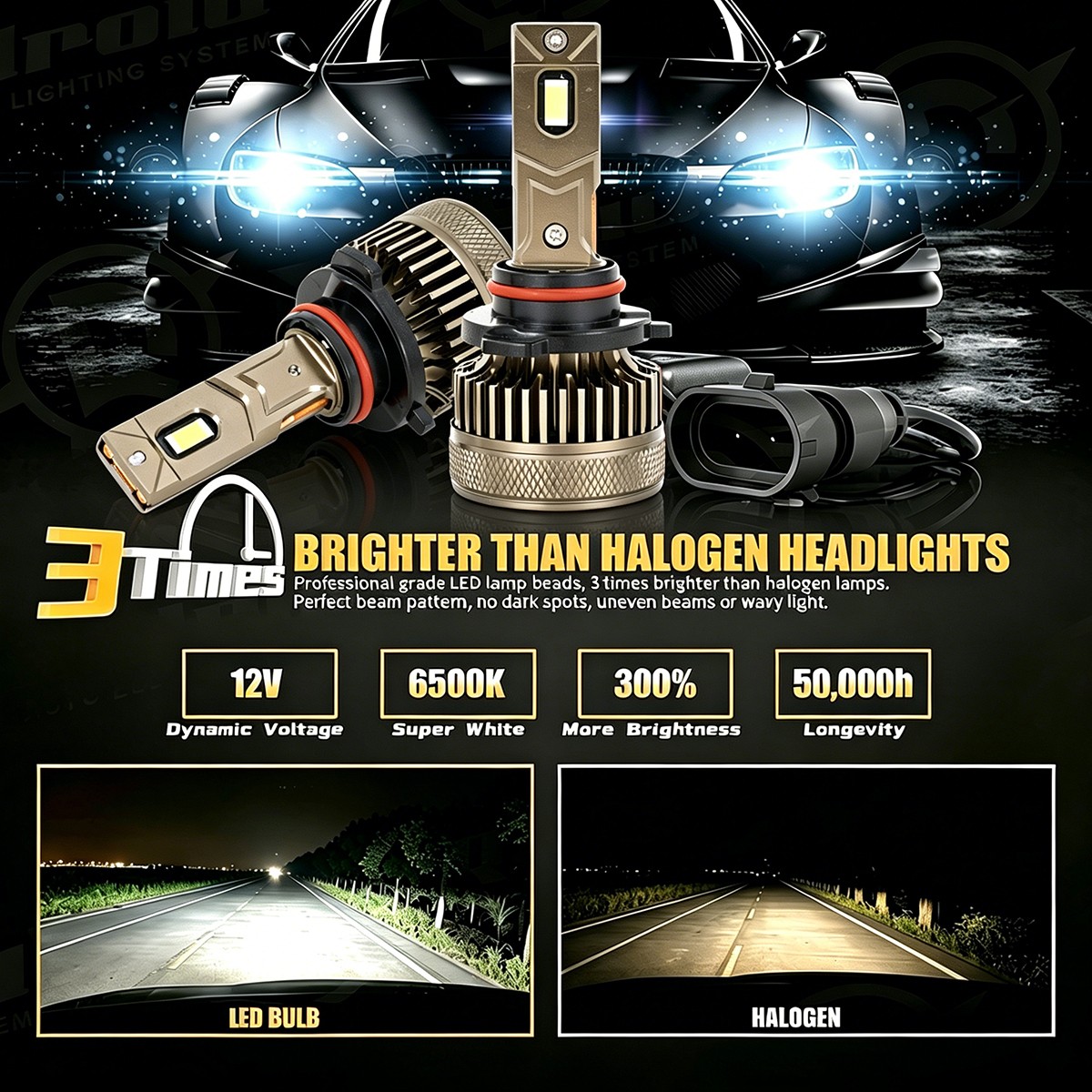VLAND 9005 & 9006 LED Headlight Kit Bulbs High Low Beam White 6800LM 5500K 55W