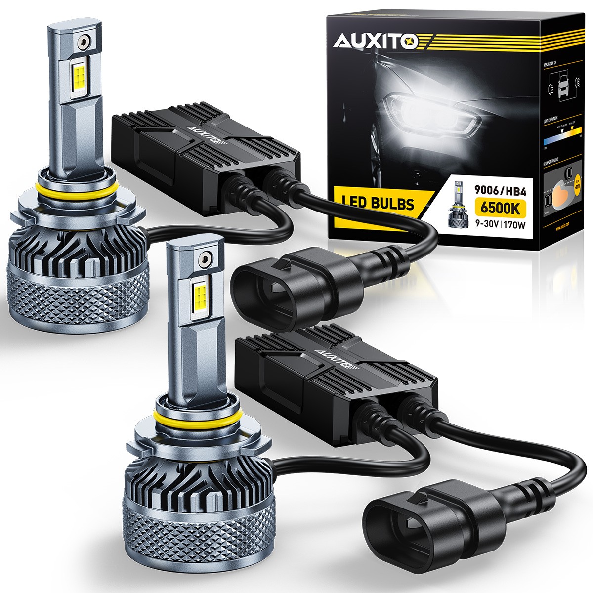 2-20 9005 LED Headlight Bulb CANBUS High Low Beam 30000LM Super Bright AUXITO X5