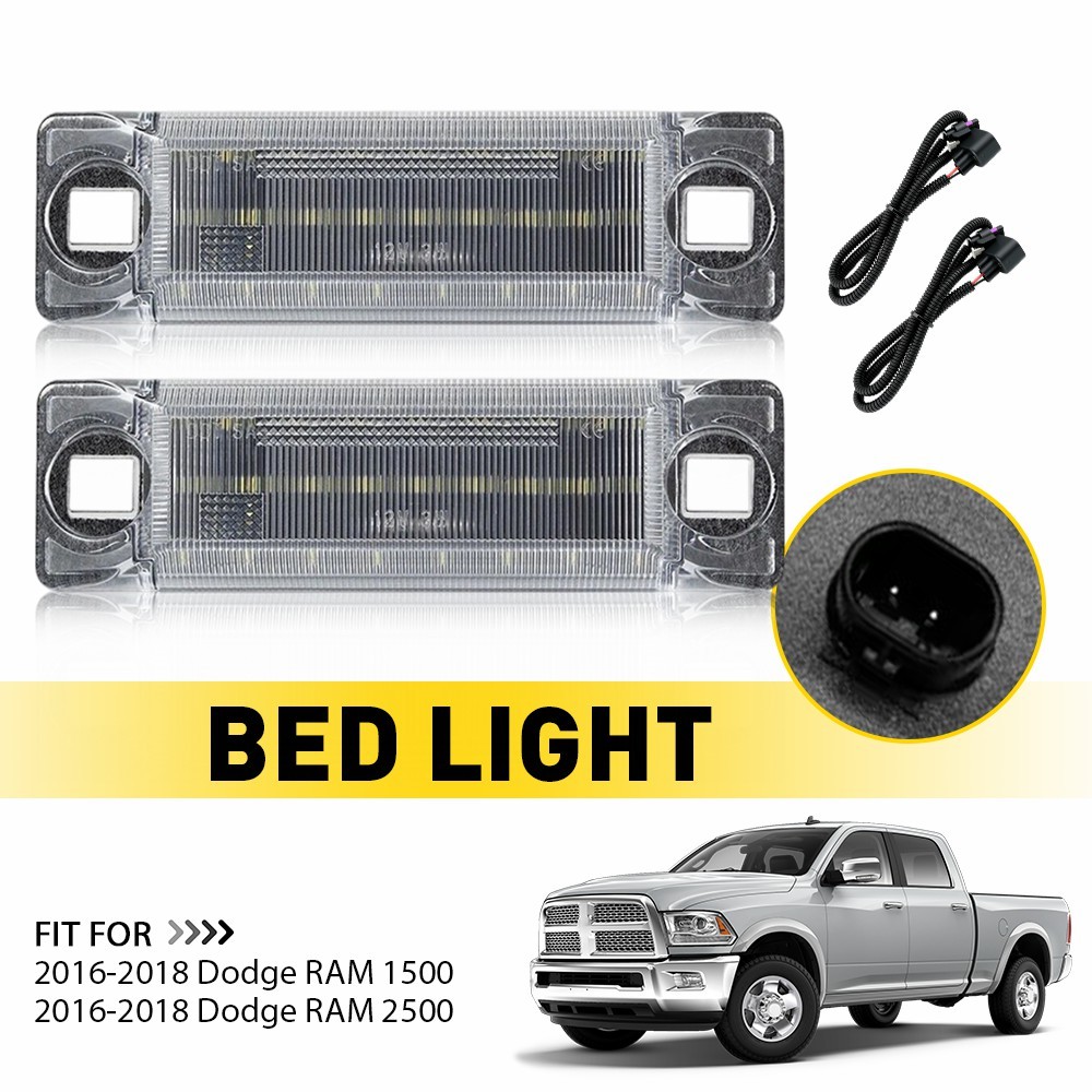 2PCS White LED Cargo Lights w/ Wiring 5182673AA Fit For 2016-2018 Dodge RAM 2500