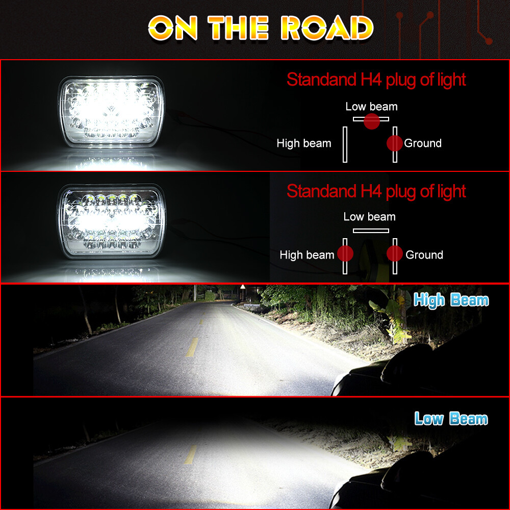Ultra-bright 5X7″7×6″ inch Rectangle LED Hi/Lo Beam Headlight DRL 180W Headlamps