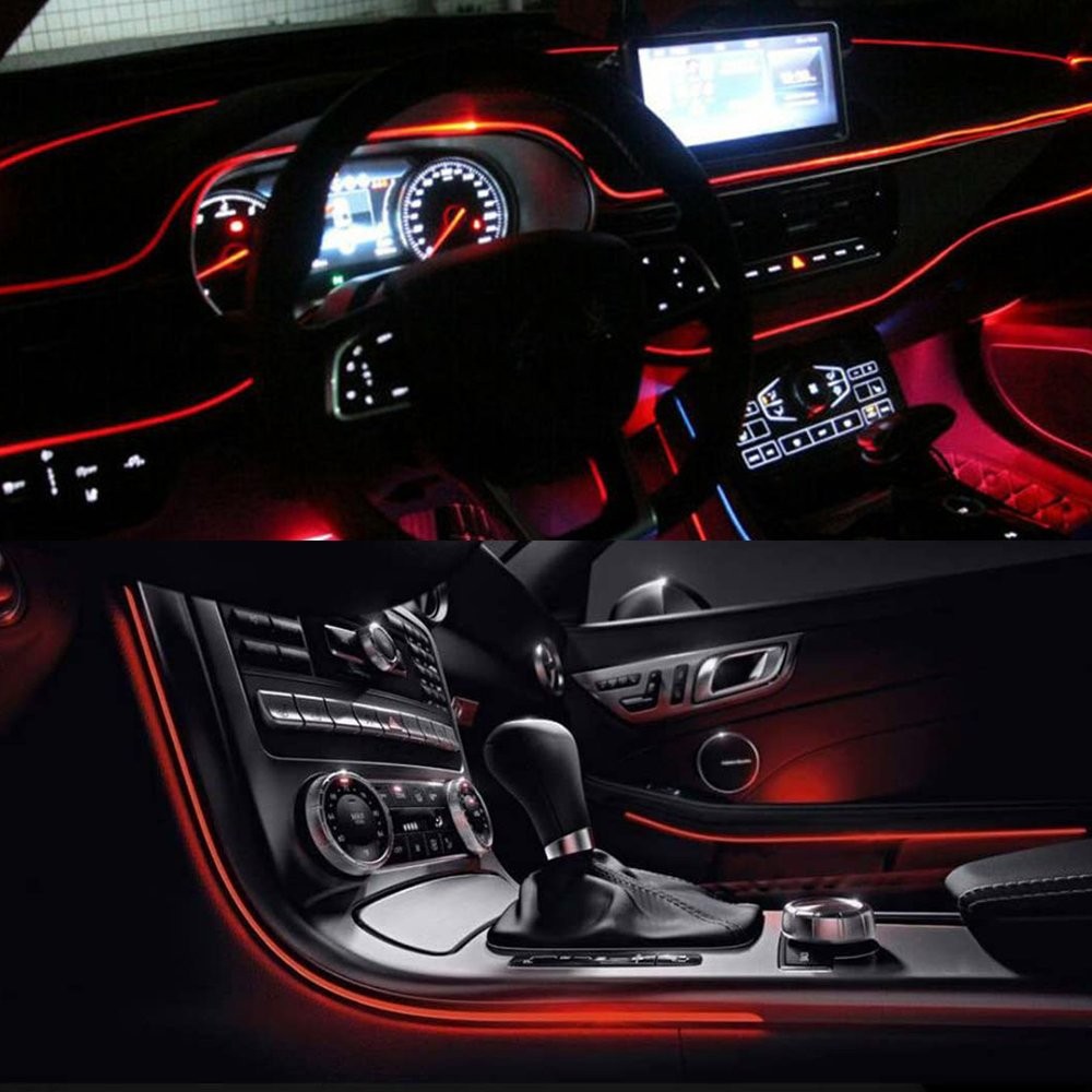 Red 5M Car Line Auto Interior LED Decor Atmosphere Light Wire Lamp Strip USB Kit