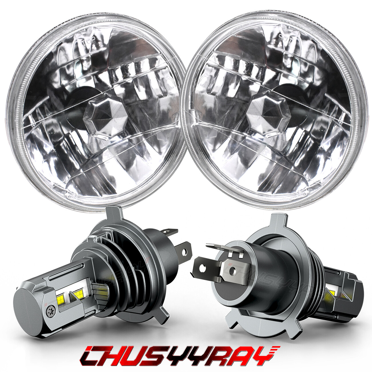 Pair 7 Inch Round Headlights Hi-Lo Sealed Beam For Peterbilt 379 359 Truck