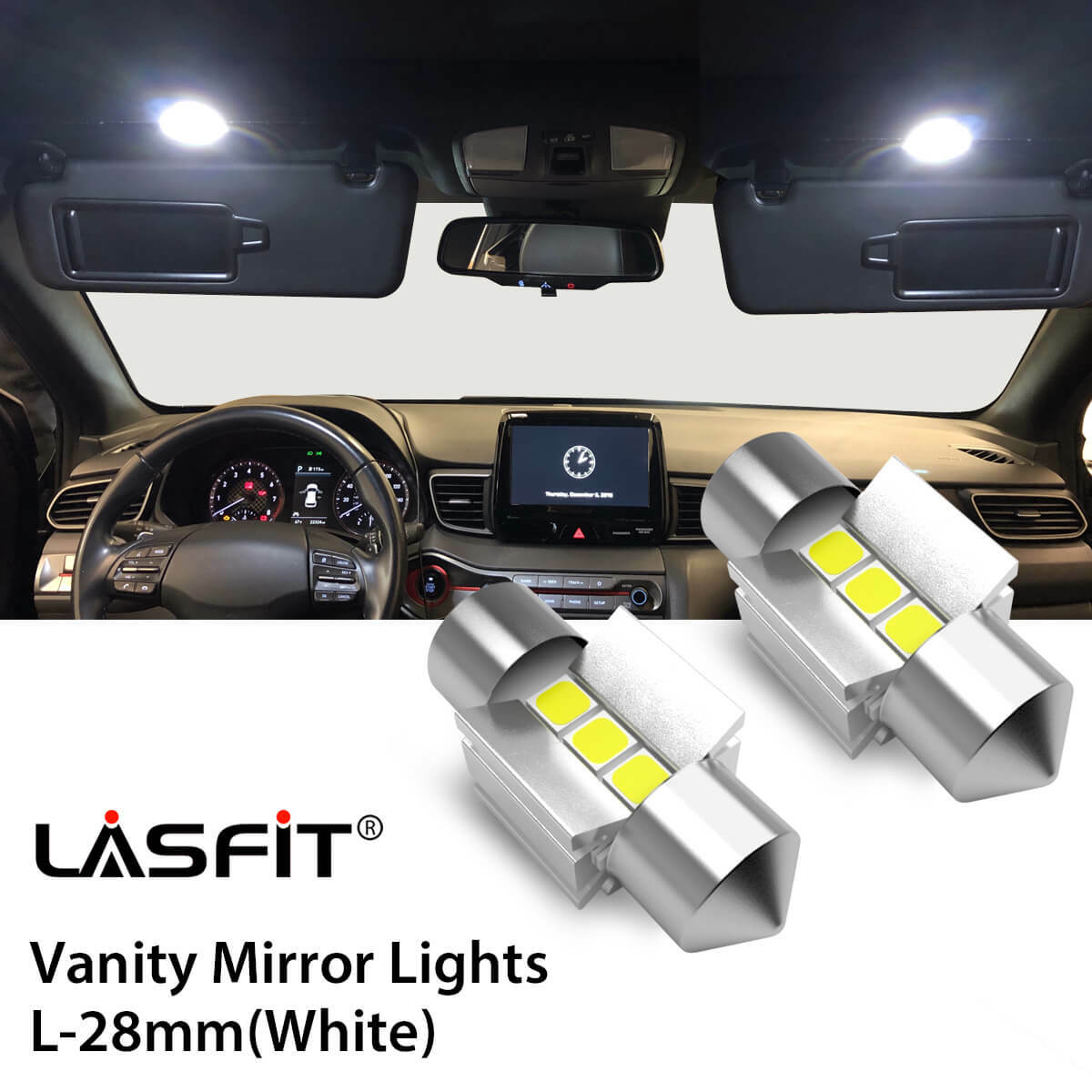 2x White Festoon 28MM 31MM 36MM 39MM 42MM 44MM LED Interior Reading Dome Bulbs