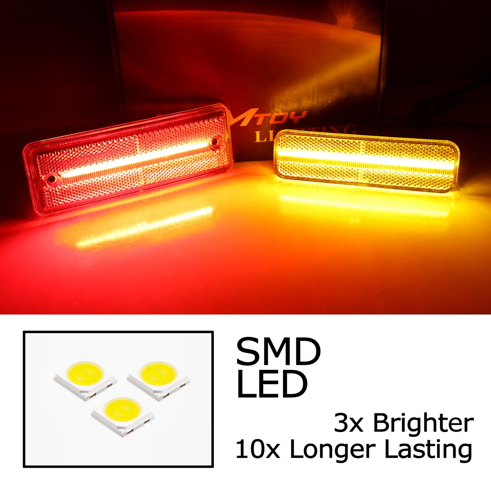 4pc Set Clear Lens Amber/Red Full LED Side Marker Lights For El Camino/Caballero