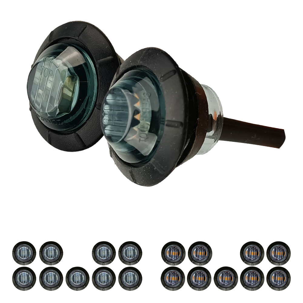 20X 3/4″ LED Side Marker Lights Truck Trailer Round Amber Bullet Clearance Lamp
