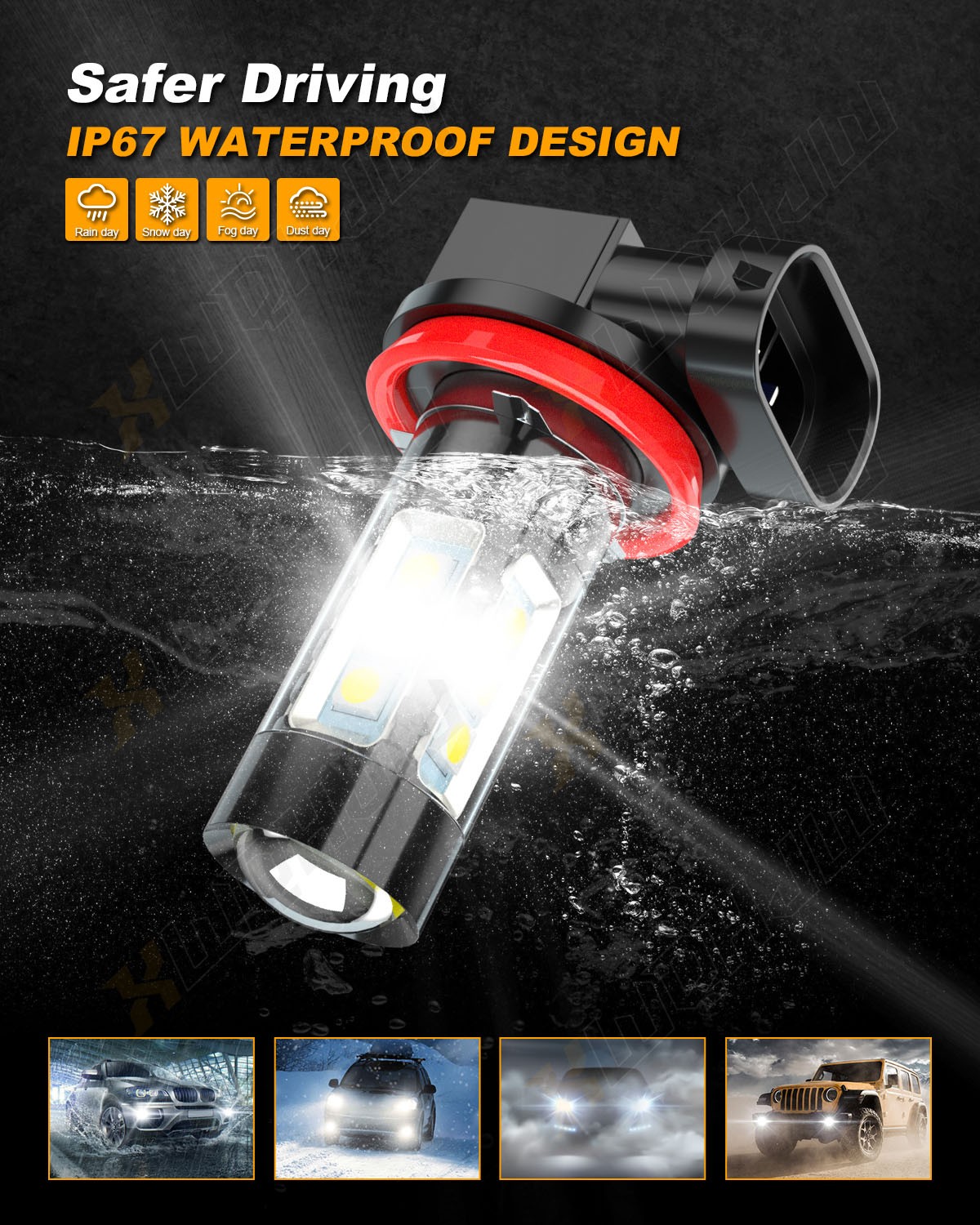 For Suzuki Swift 2007-2015 H4 LED Headlight Hi Lo Beam H11 Fog Light Bulb Combo