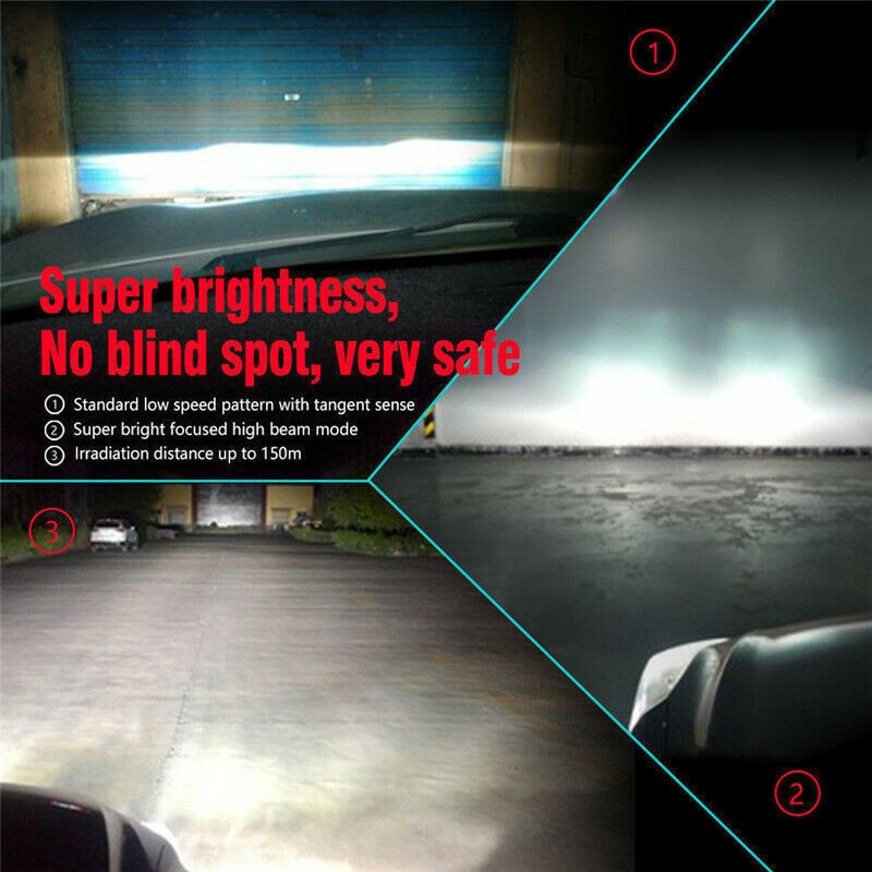 9006 9005 LED Headlight Kit Combo Bulbs 12000K High Low Beam Super Bright White