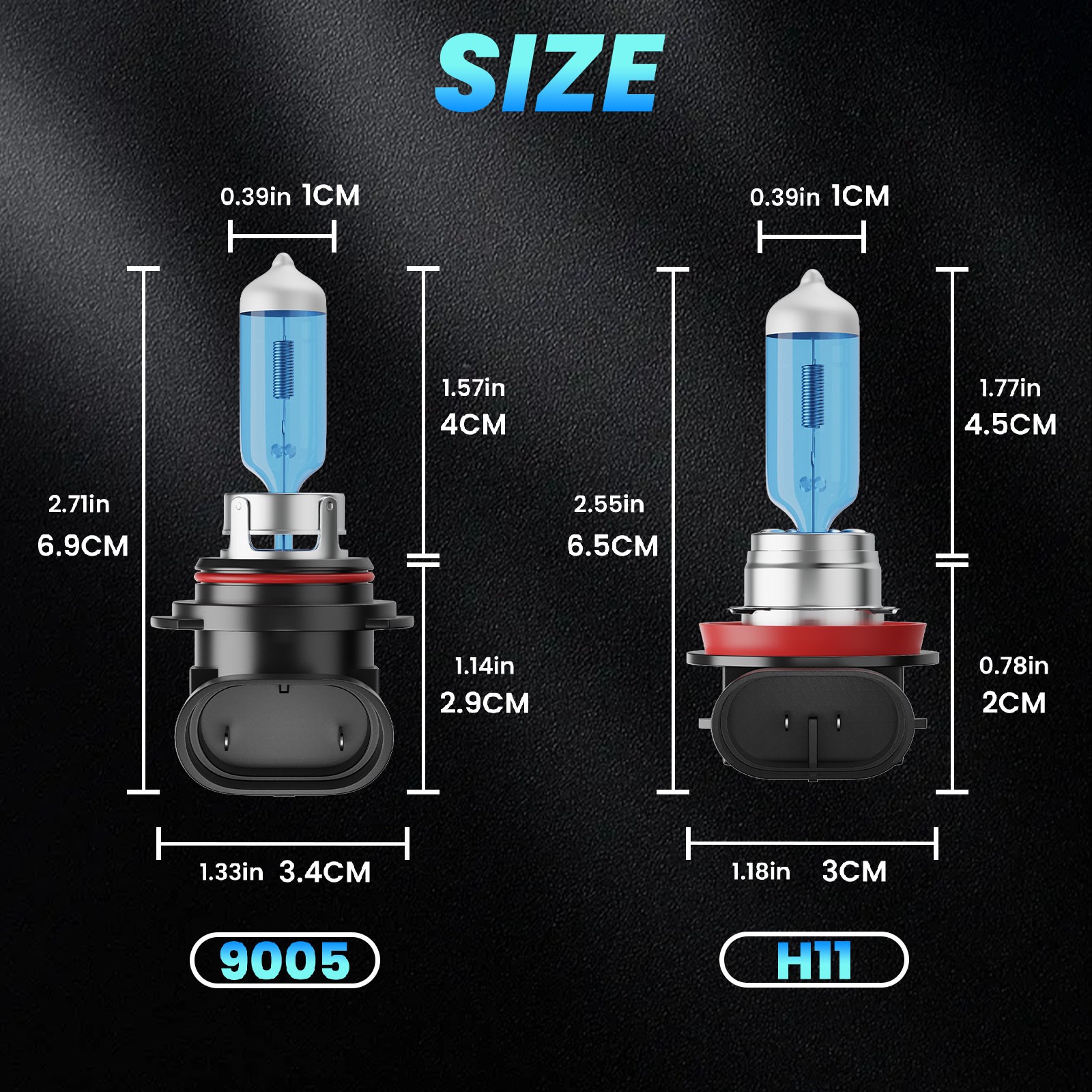9005 H11 Halogen Headlight Super Bright Bulbs Kit 6000K White High Low Beam