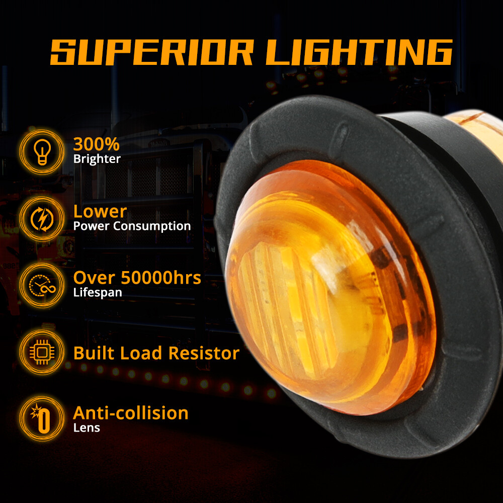 20pcs Mini Round Marker Lights 3/4″LED Truck Trailer Bullet Side Clearance Light