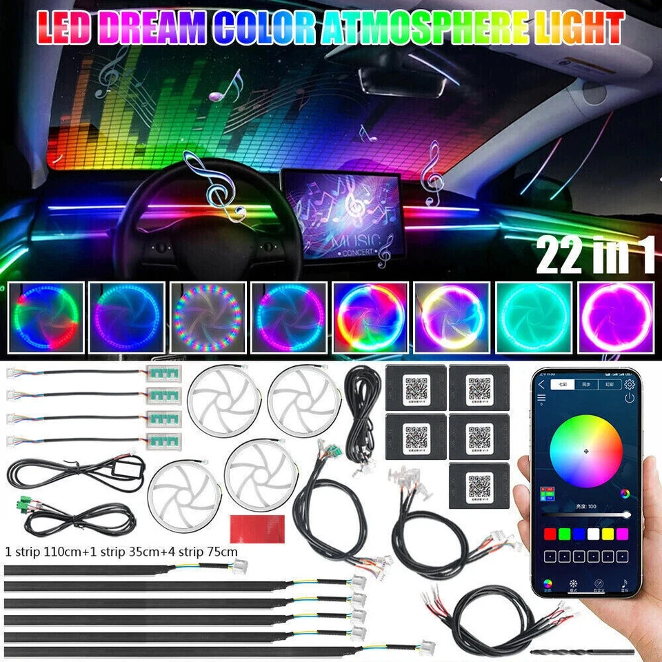 RGB Remote APP Car Symphony Ambient Light 256 Color Led Atmosphere Acrylic Strip