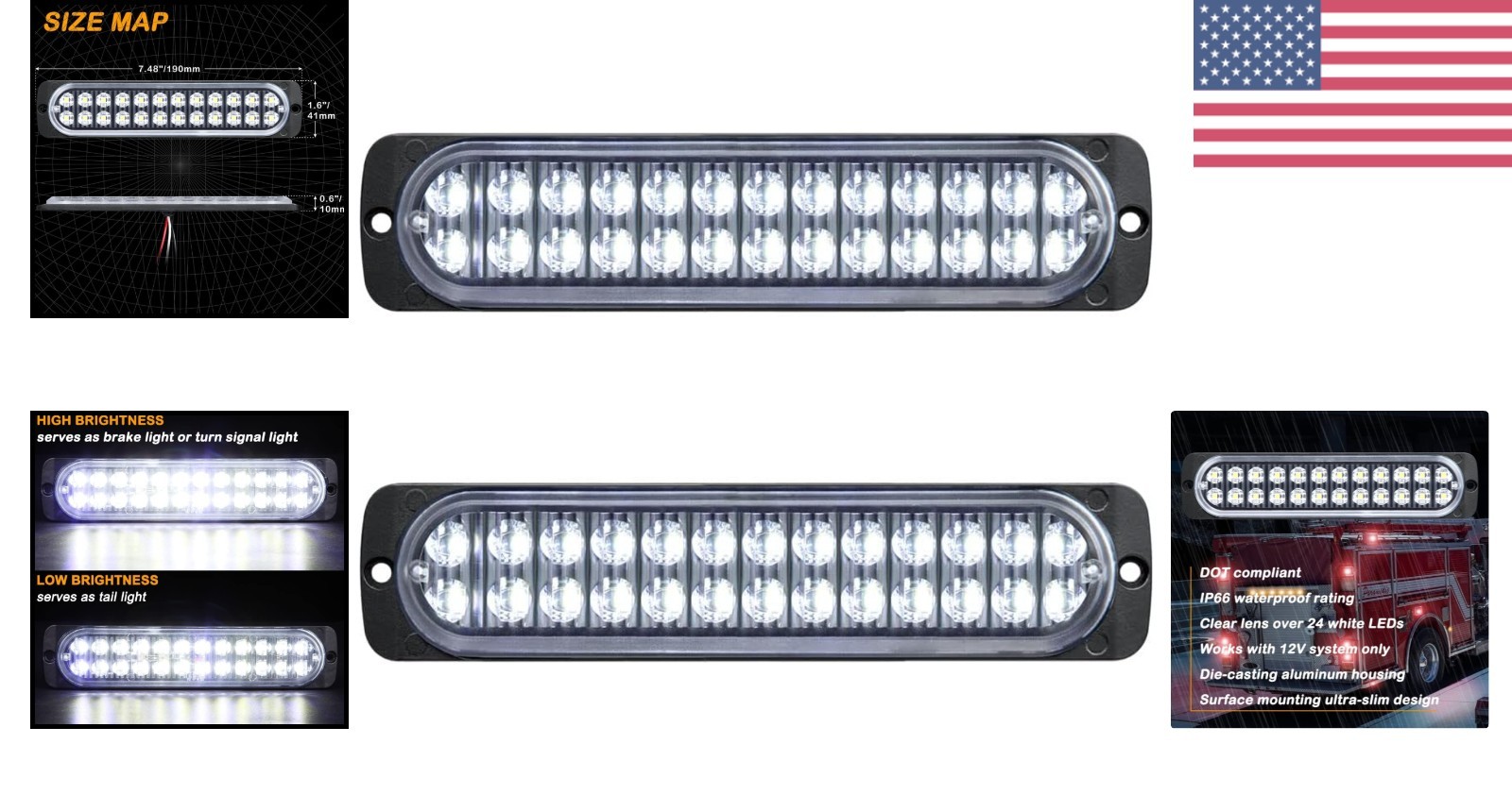 High Visibility 7.5-Inch LED Reverse Lights – Aluminum Housing, Water-Resistant