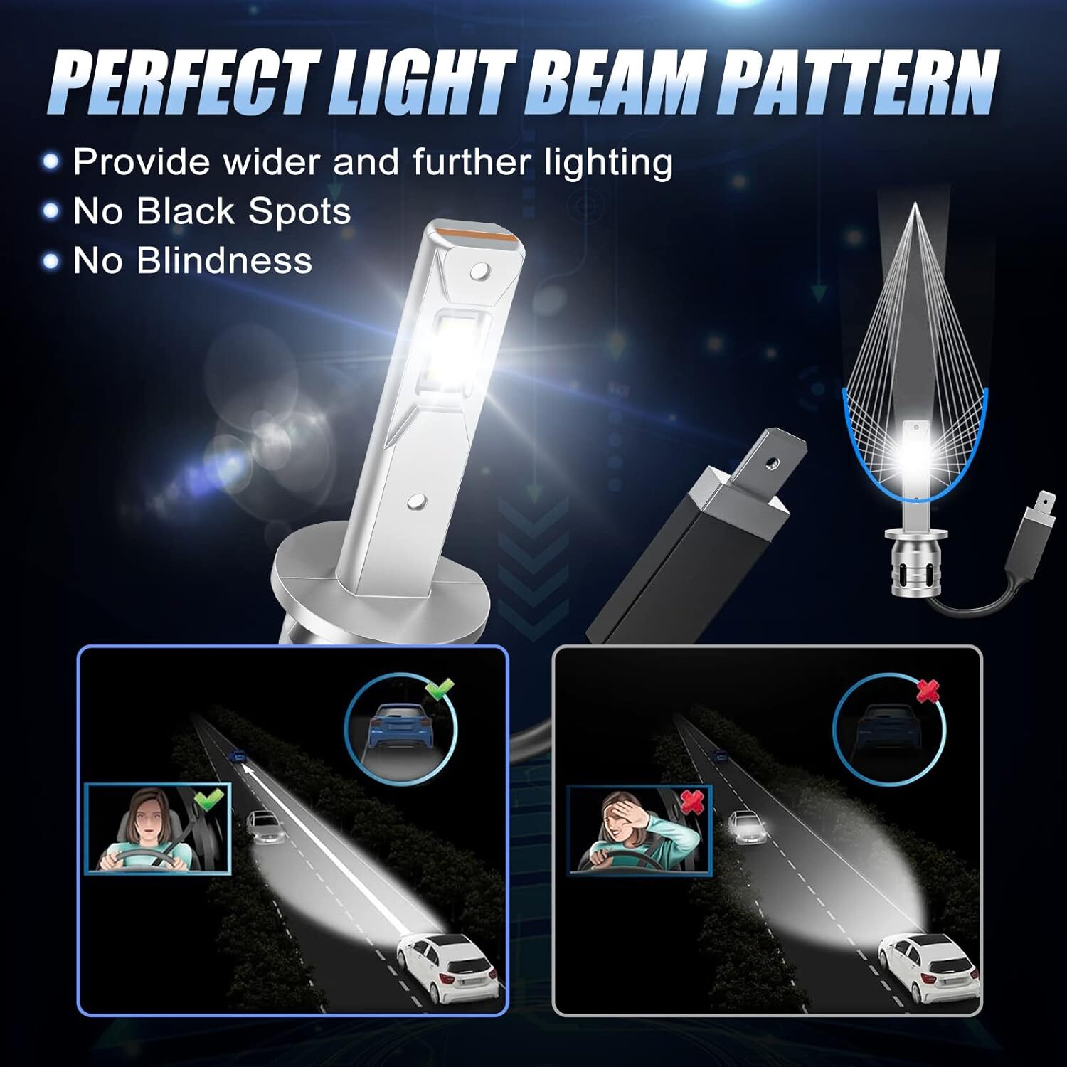 SUPAREE H1 LED Headlights Conversion Kit High Low Beam Lamp 6500K Super White