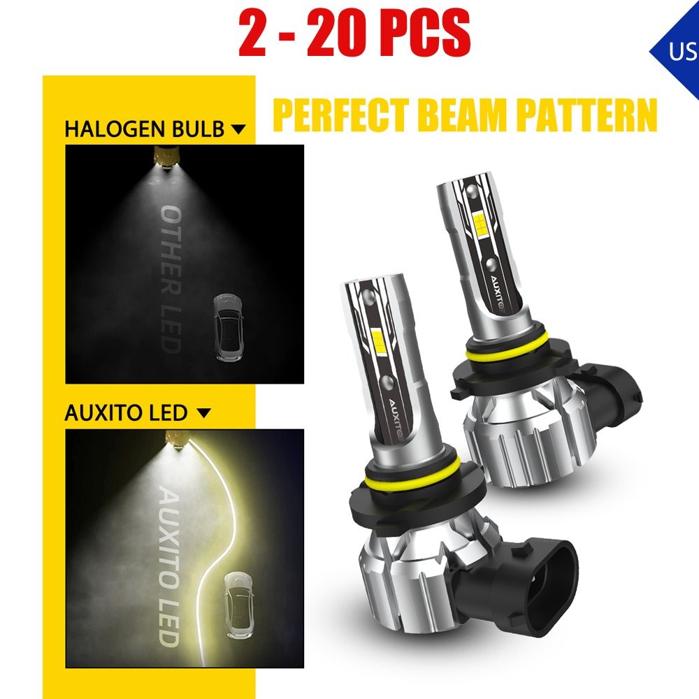 2-20X HB4 9006 Headlight LED Bulb Combo Super Bright White 6500K Combo AUXITO E2
