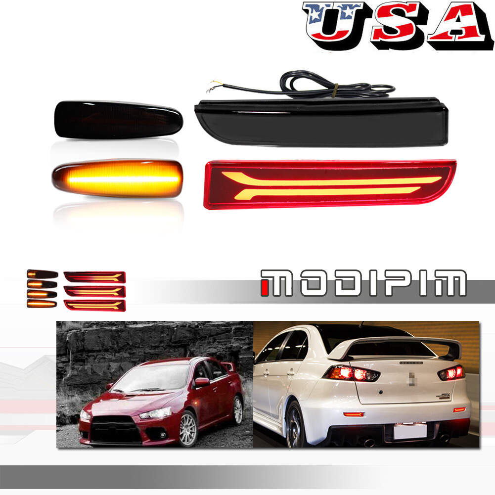 Amber Side Marker & Red Tail Brake Turn Signal Lights For Mitsubishi Lancer EVO