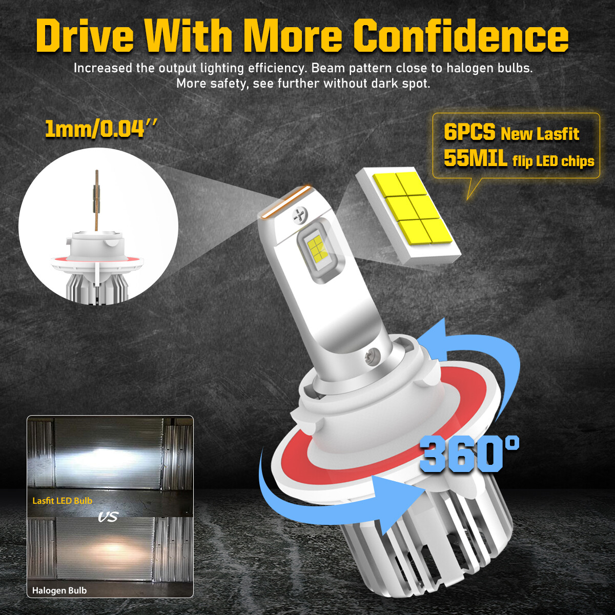 LASFIT H13 9145 Combo Kit LED Headlight Fog Light Bulb for Ford F150 04-14 6000K