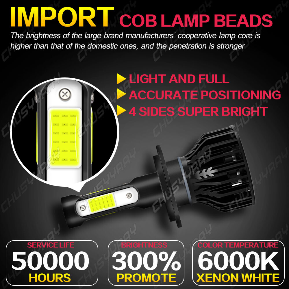 H7 LED 160W Super Bright 6000K White Headlight Bulbs Kit High / Low Beam New