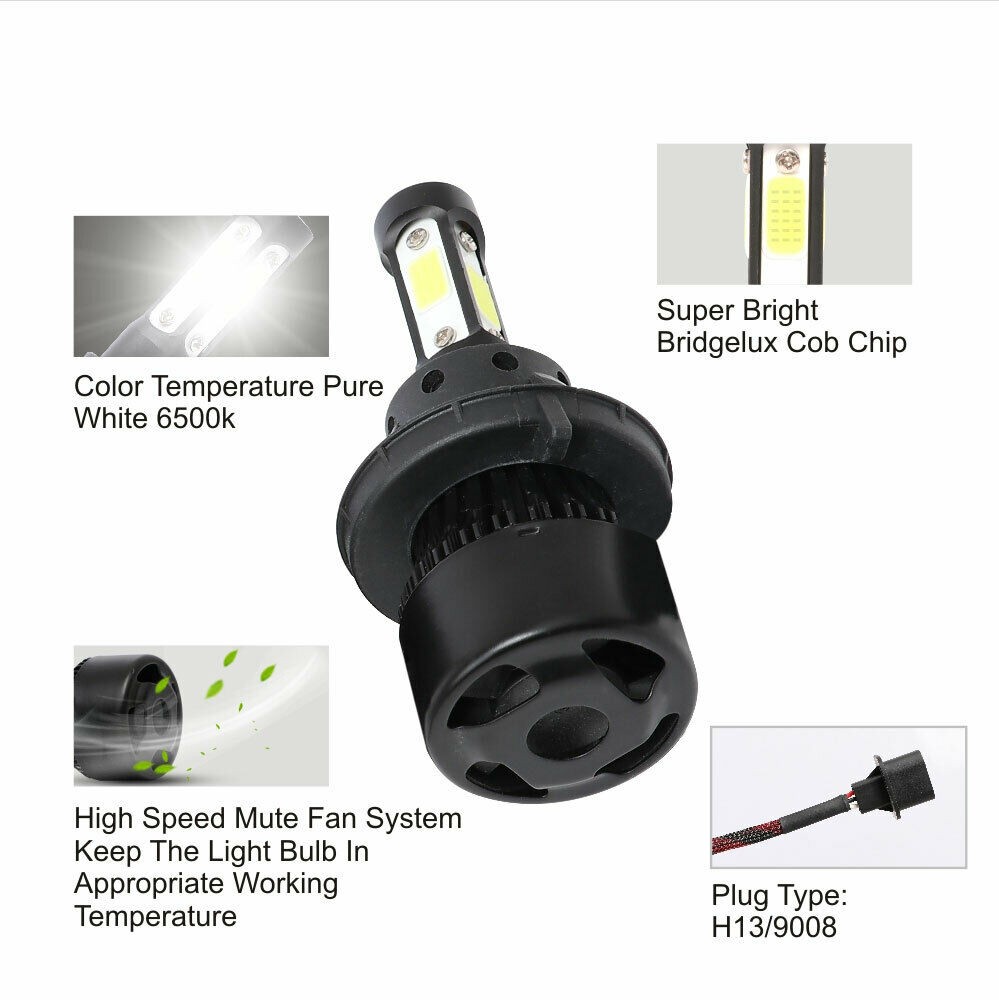 For 2006 2007 08 Dodge Ram 1500 2500 3500 4X 6500K LED Headlight+Fog Light Bulbs