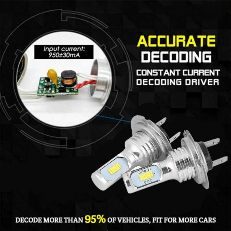H7 Canbus LED Headlight Bulb High Low Beam Fog Light 100W 10000LM Bright 2pcs