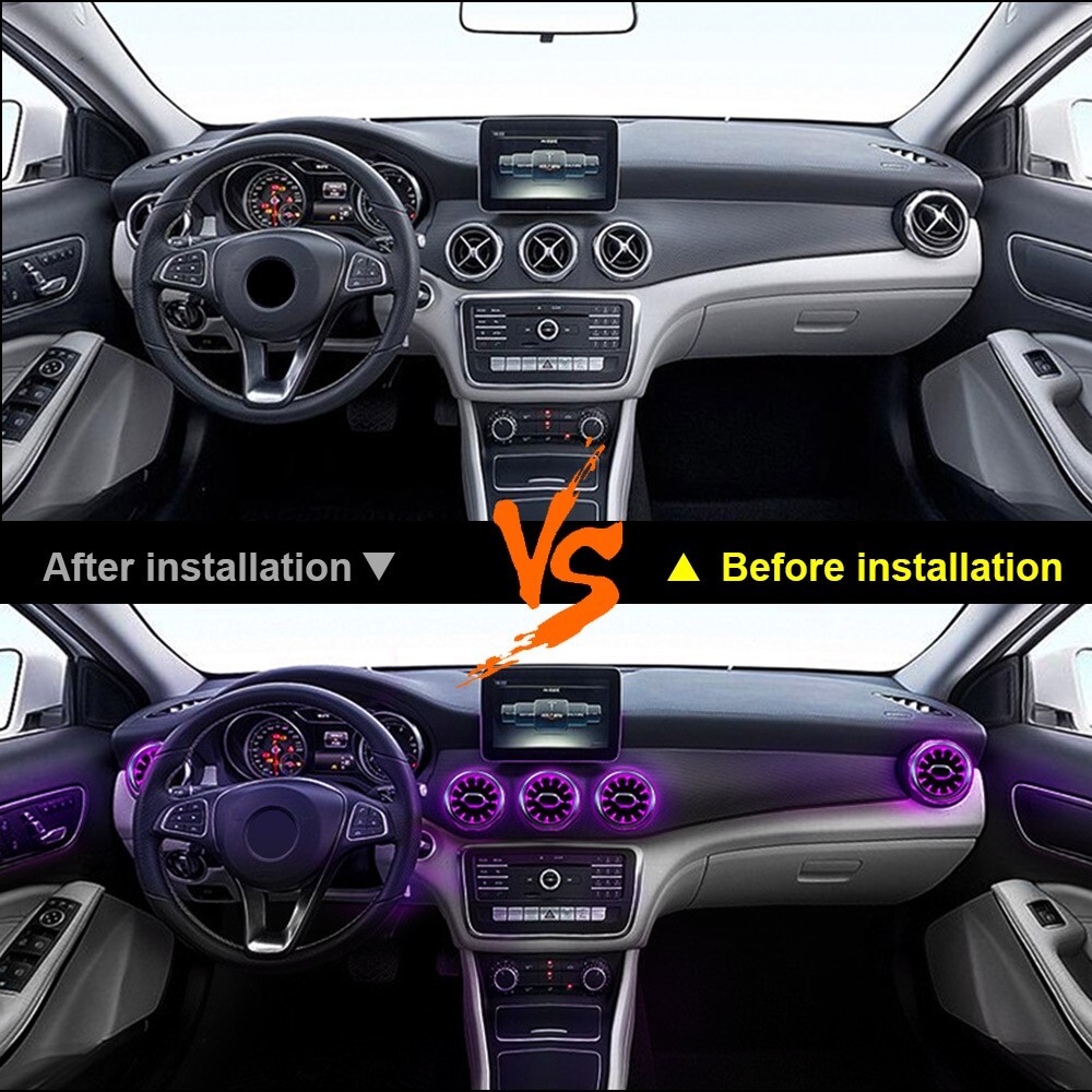 12/64 COLORS APP Control Air Vent LED Ambient Light For Mercedes Benz CLA W117
