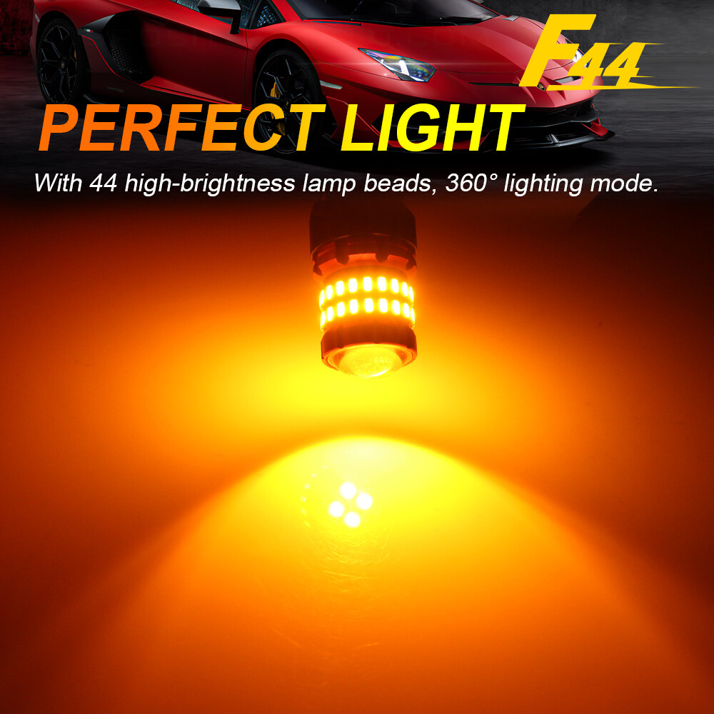 2PCS 1157 Amber Yellow LED Turn Signal Parking Light Bulbs CANBUS Play Plug