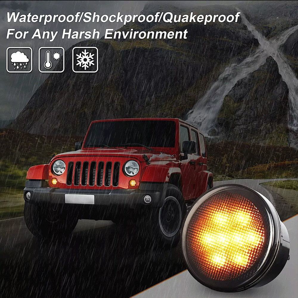 4PCS/ 7″ Round LED Headlights + Turn Signal Lamps Kit For Jeep Wrangler JK 07-18