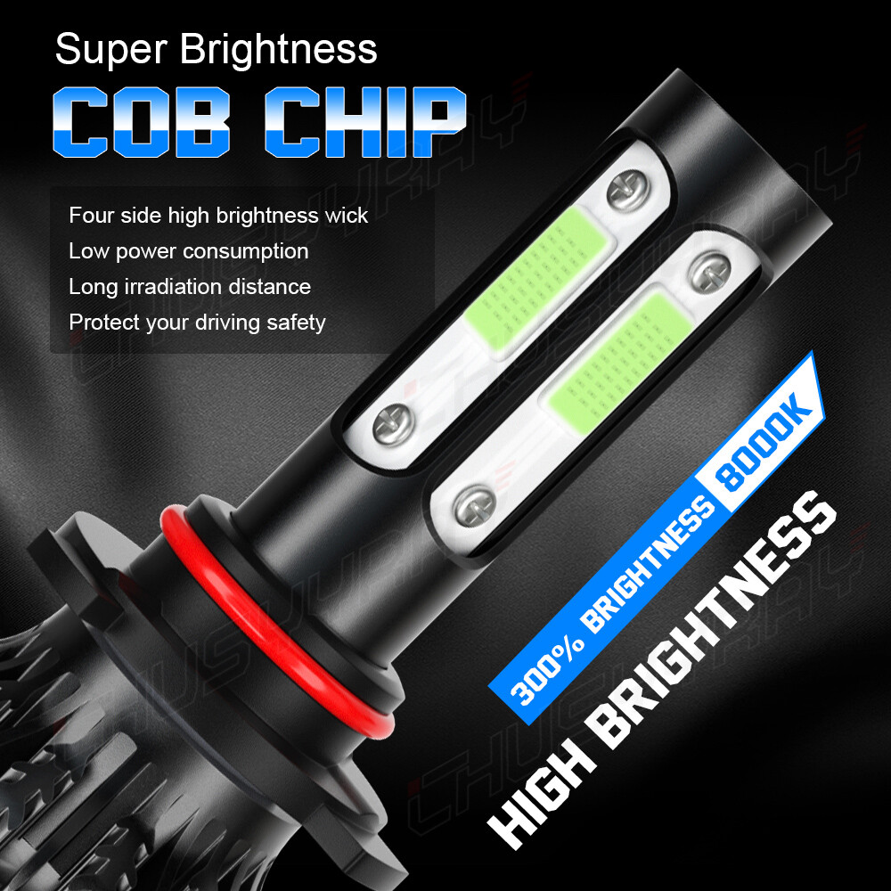4PCS Mini Combo 9005+H11 LED Headlight Kit High Low Beam Bulbs ICE BLUE 8000K