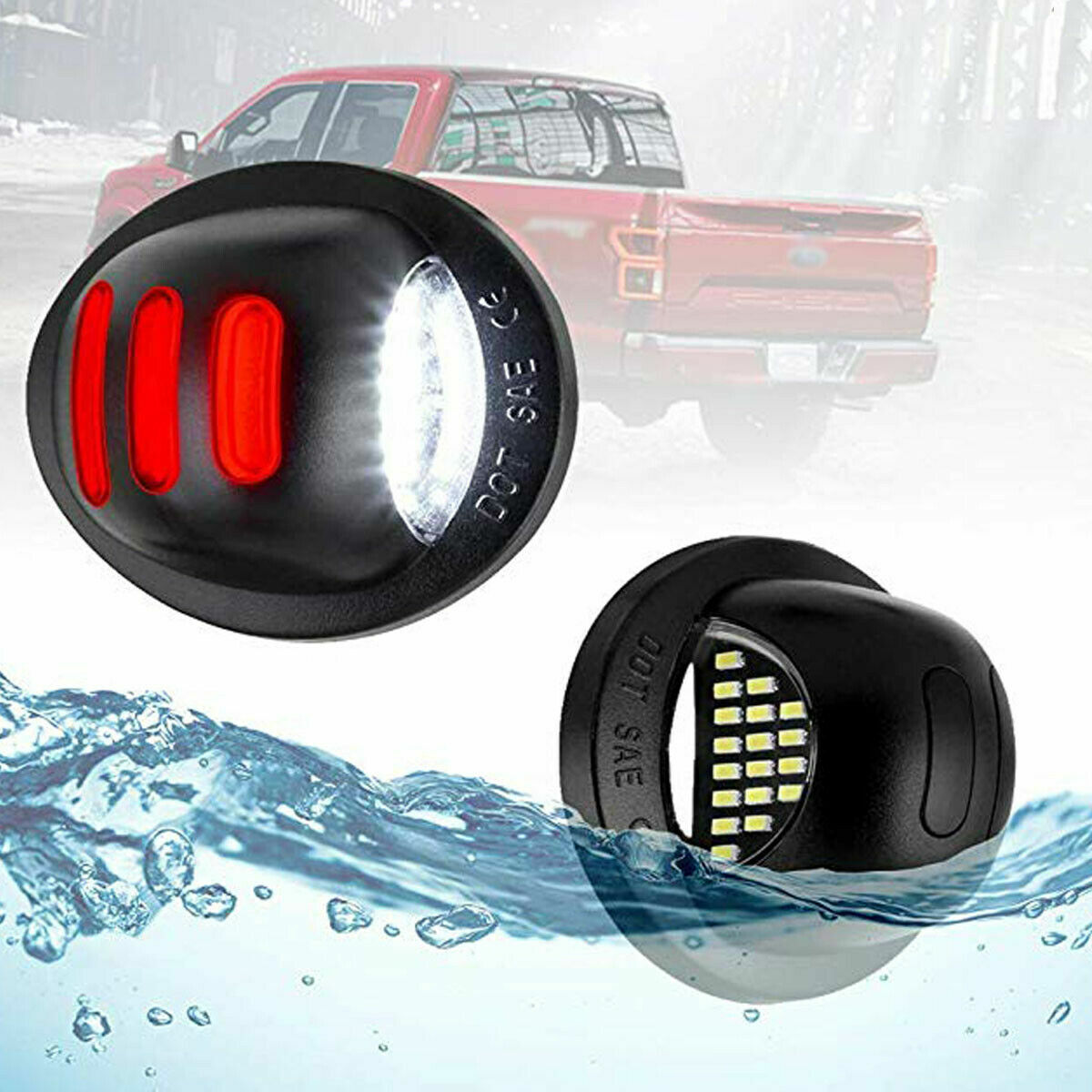 2x LED License Plate Light Tag Lamp Assembly Replacement for Ford F150 F250 F350