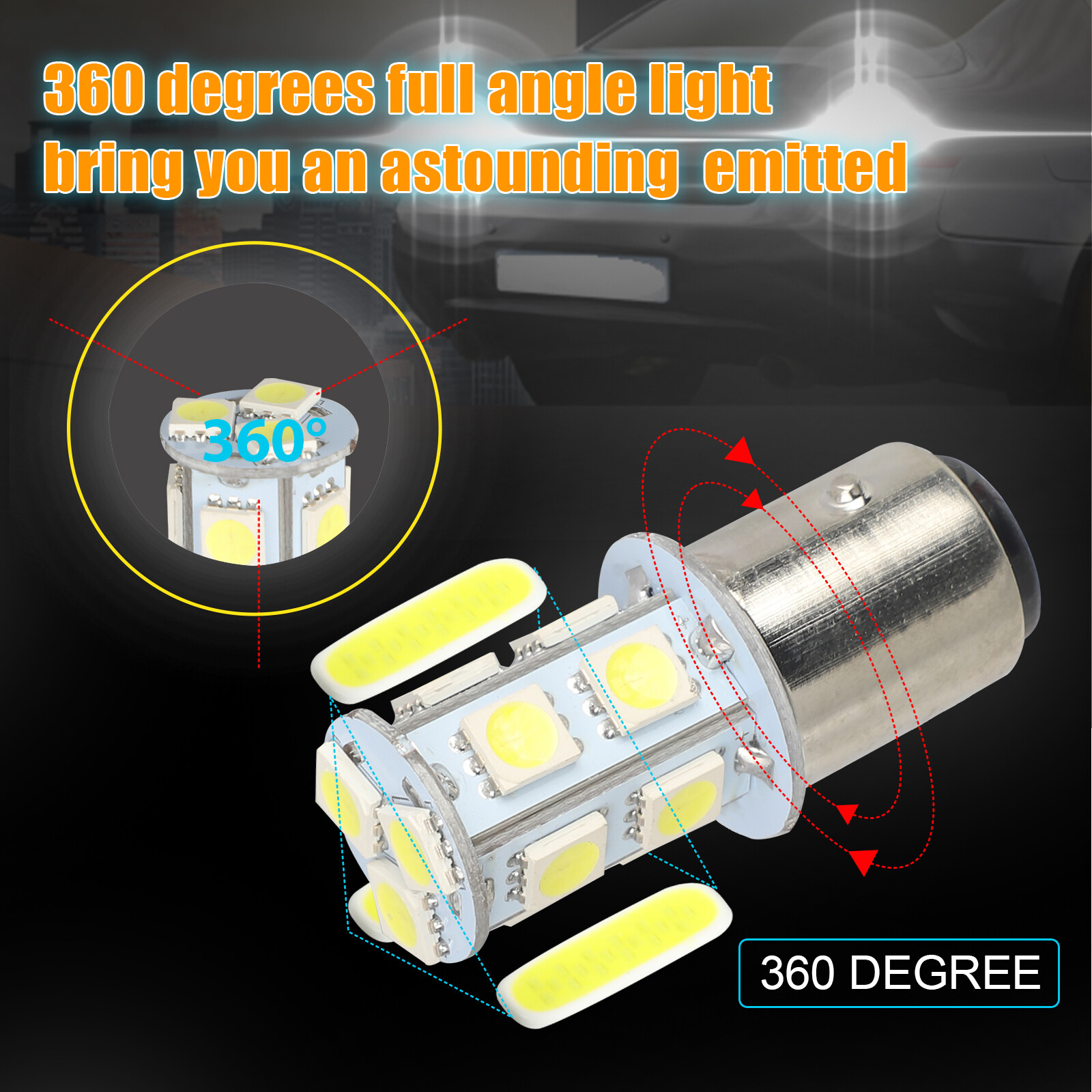 10x 1157 BAY15D 13-SMD LED Tail Brake Stop Turn Signal Parking Light Bulbs White